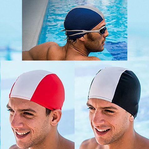 Swim Caps Men Fabric and Silicone