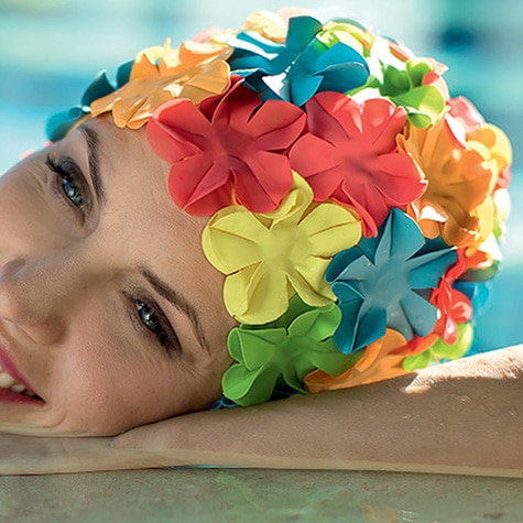 Bonnet de Bain Turban de Natation en Tissu Plissé Bonnet de